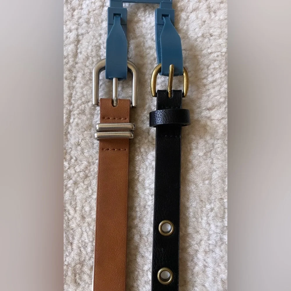 Women's 2pk Grommet & Silver Buckle Belt -Universal Thread